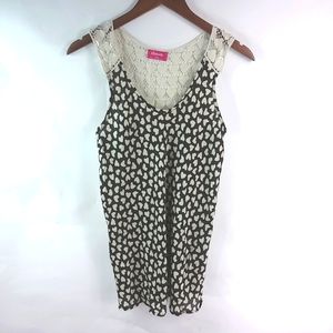 Shasa M Crocheted Hearts Black Creme Tank Top